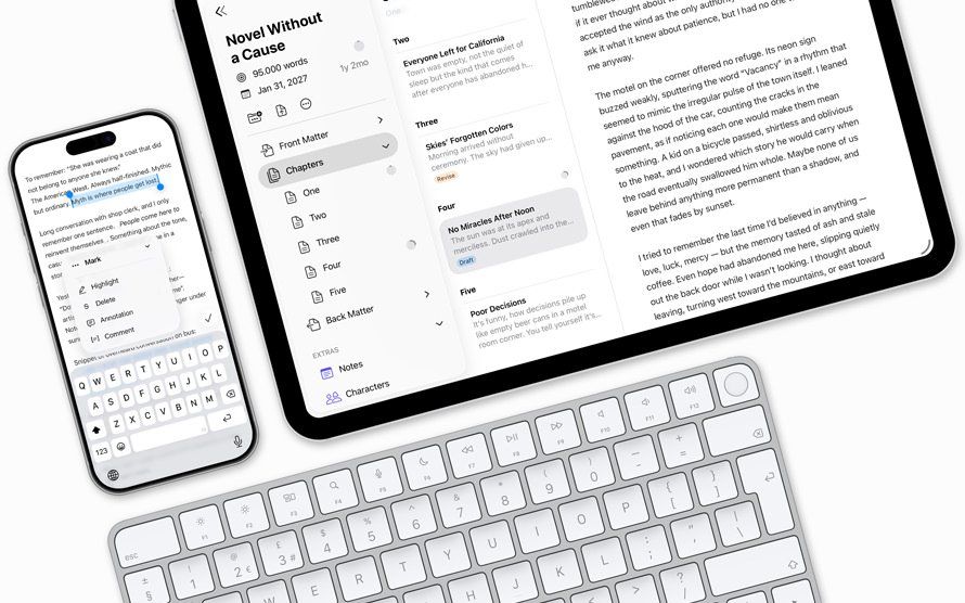 Ulysses distraction-free writing library product UI
