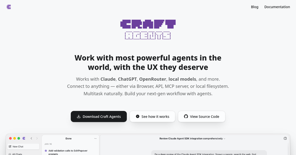 Craft Agents homepage Craft Agents homepage