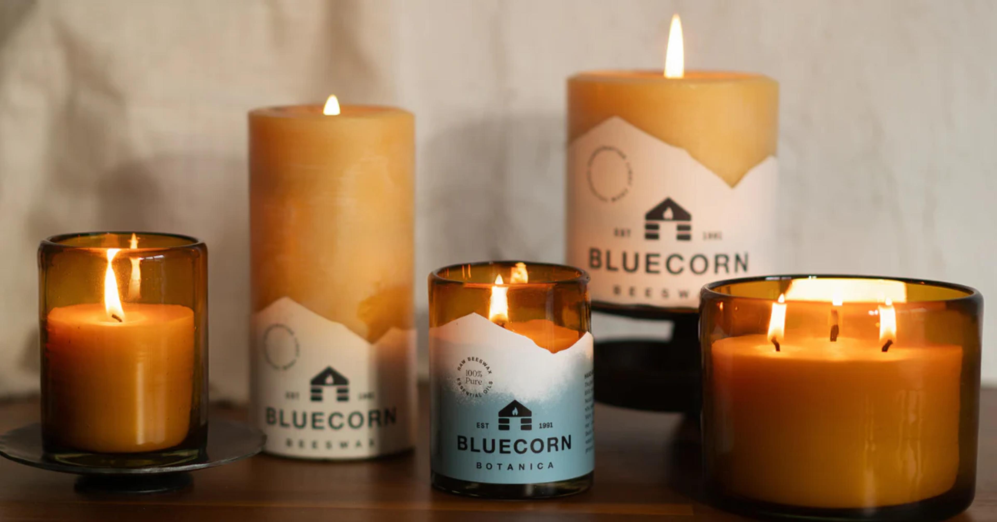 blue corn beeswax candles