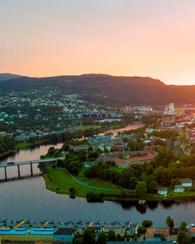 Trondheim downton at sundown