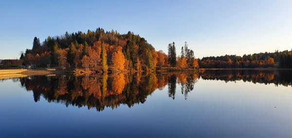 Autumn at Theisendammen lake in Trondheim