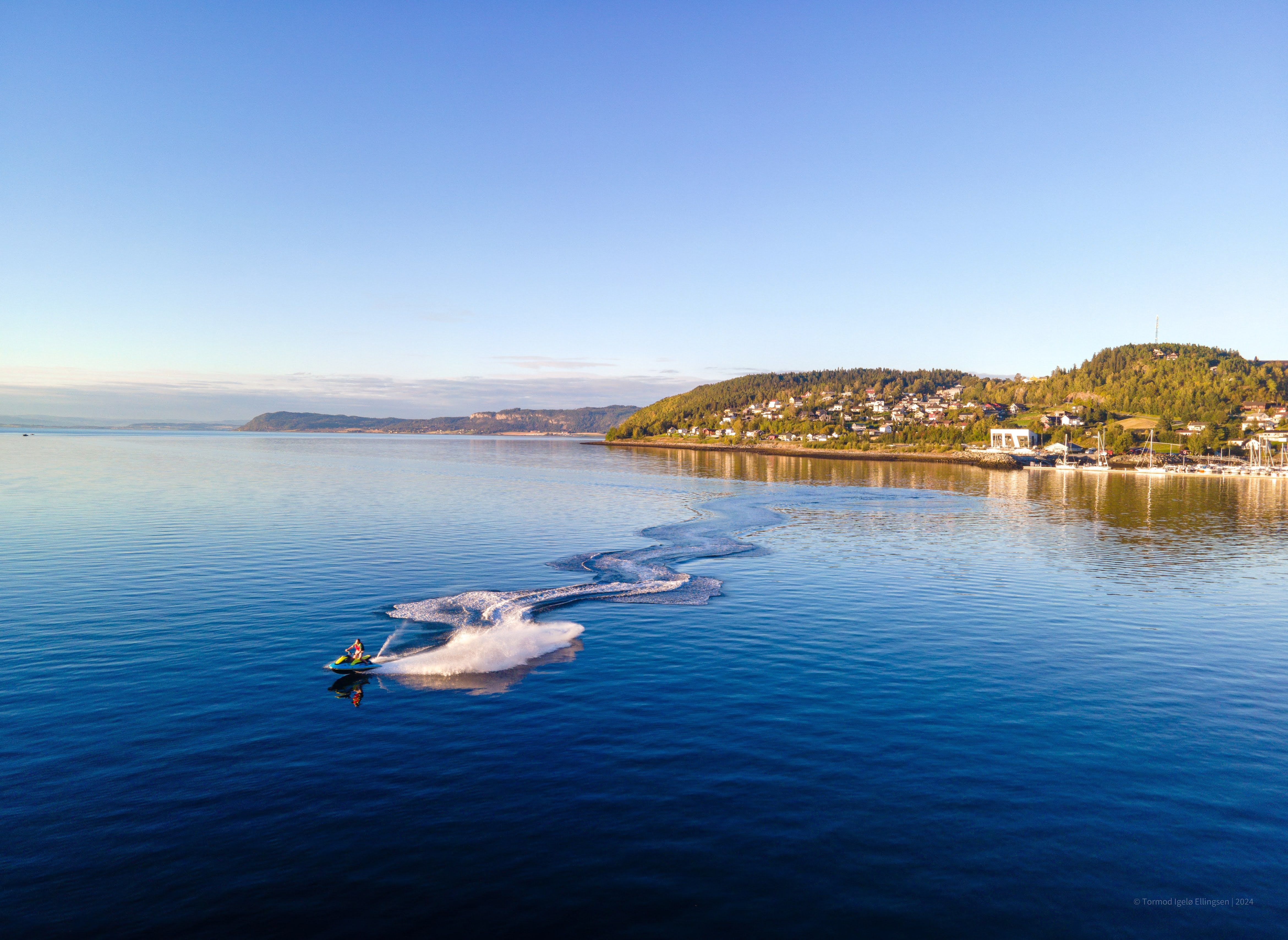 Jetski on the fjord near Hommelvik in Malvik
