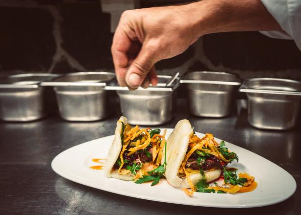 Food preparation at Troll restaurant