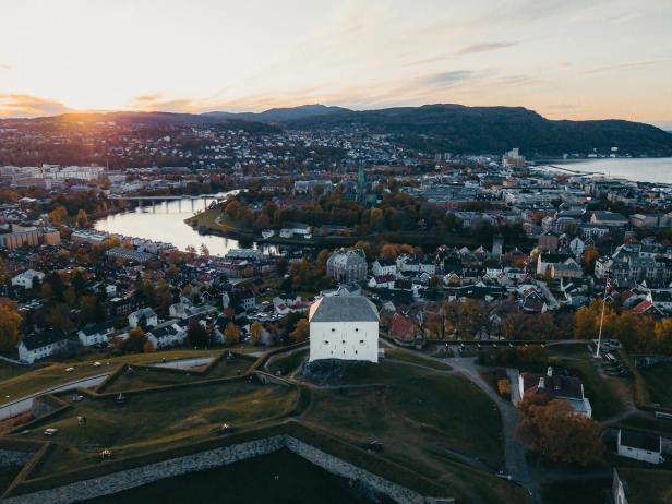 Kristiansten festning with a view of Trondheim City