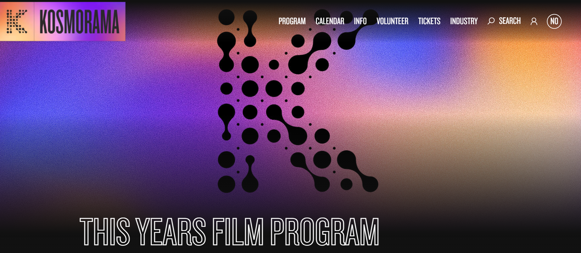 Web site Kosmorama header with logo and menu items.