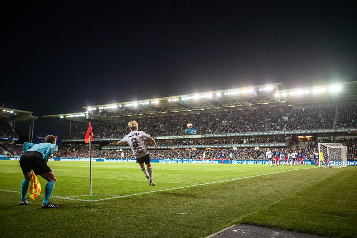 Corner cick by Rosenborg at Lerkendal Stadium