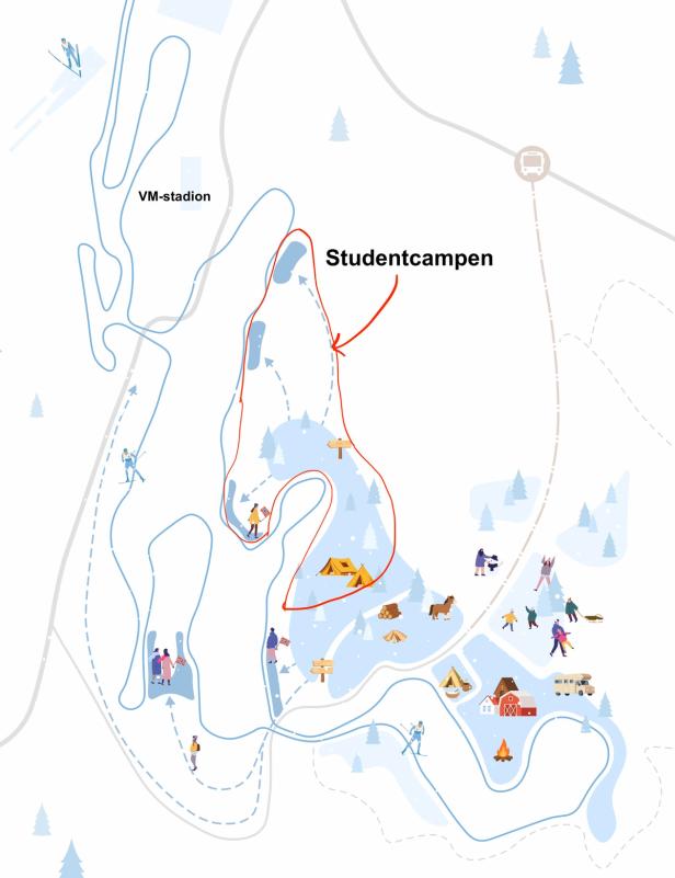 Kart over studentcampen ved Sørem Gård i Granåsen