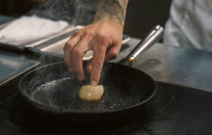 Scallop in frying pan