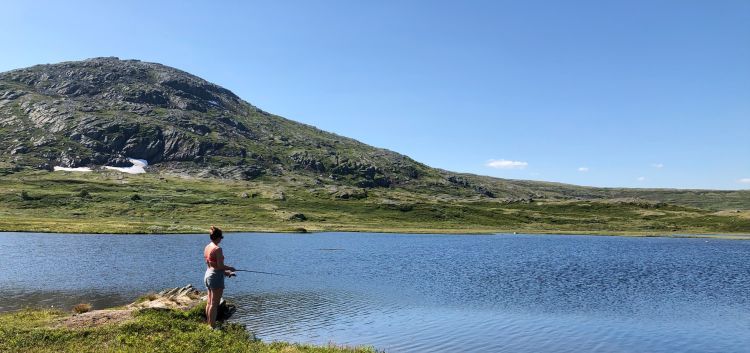 Fishing at a Mountain Lake in Forollhogna National Park