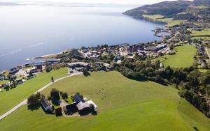 Leksvik and the fjord aerial shot