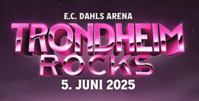 Trondheim Rocks poster. Pink logo and date for festival - 5th June