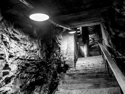 The dark underground cellars of Hegra Fortress