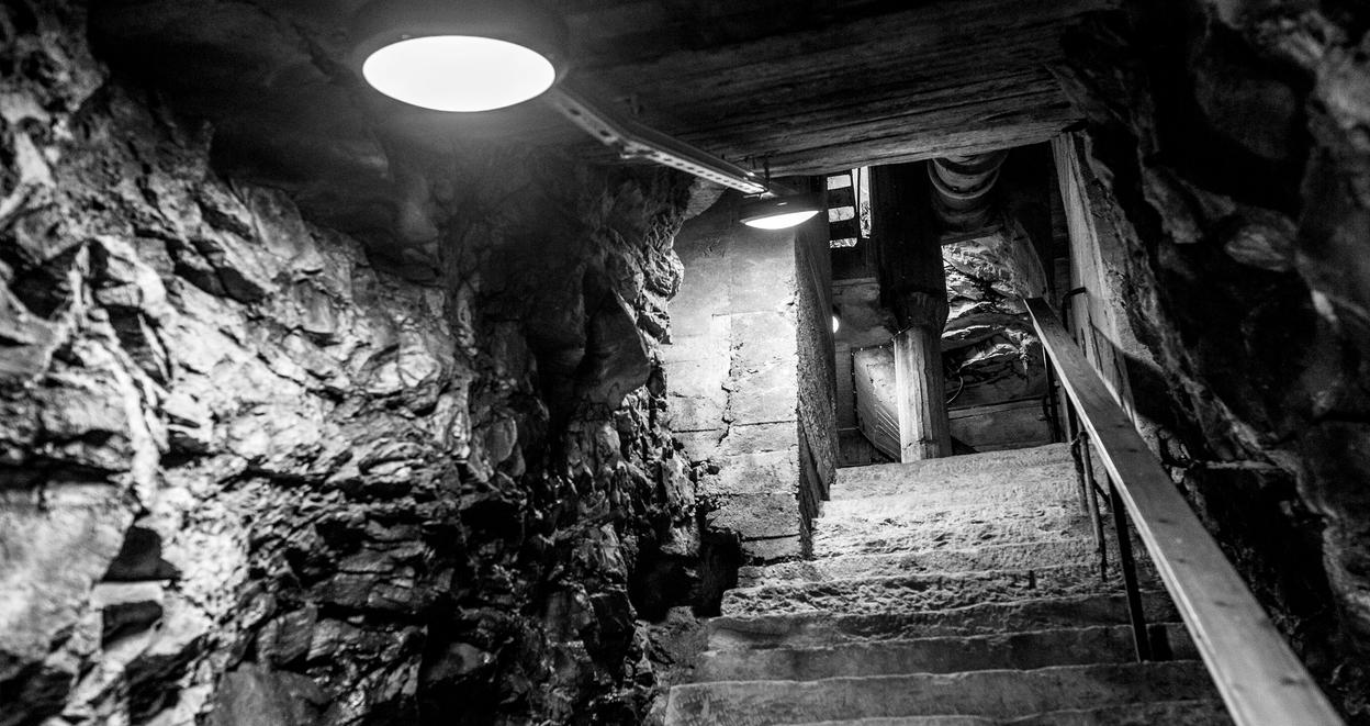 The dark underground cellars of Hegra Fortress
