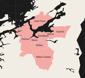 Trondheim region outlined on map