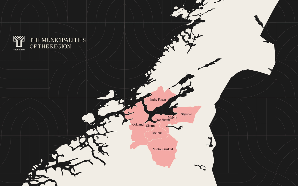 Trondheim region outlined on map