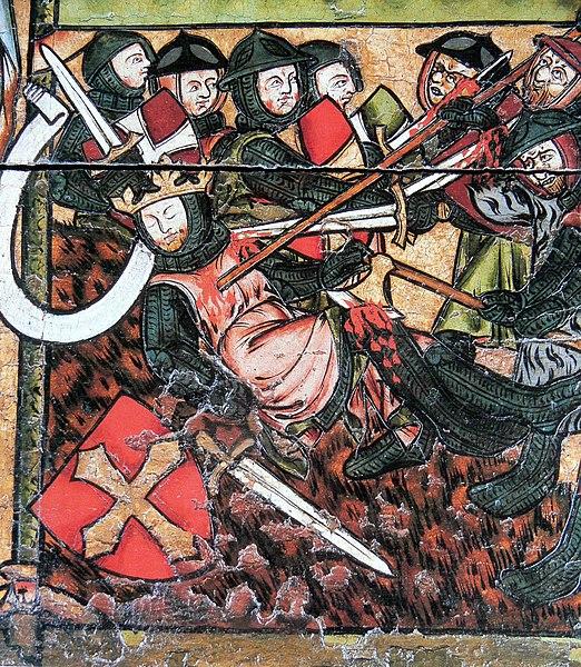 14th century Painting - Olaf the Holy getting stabbed at the Battle of Stiklestad