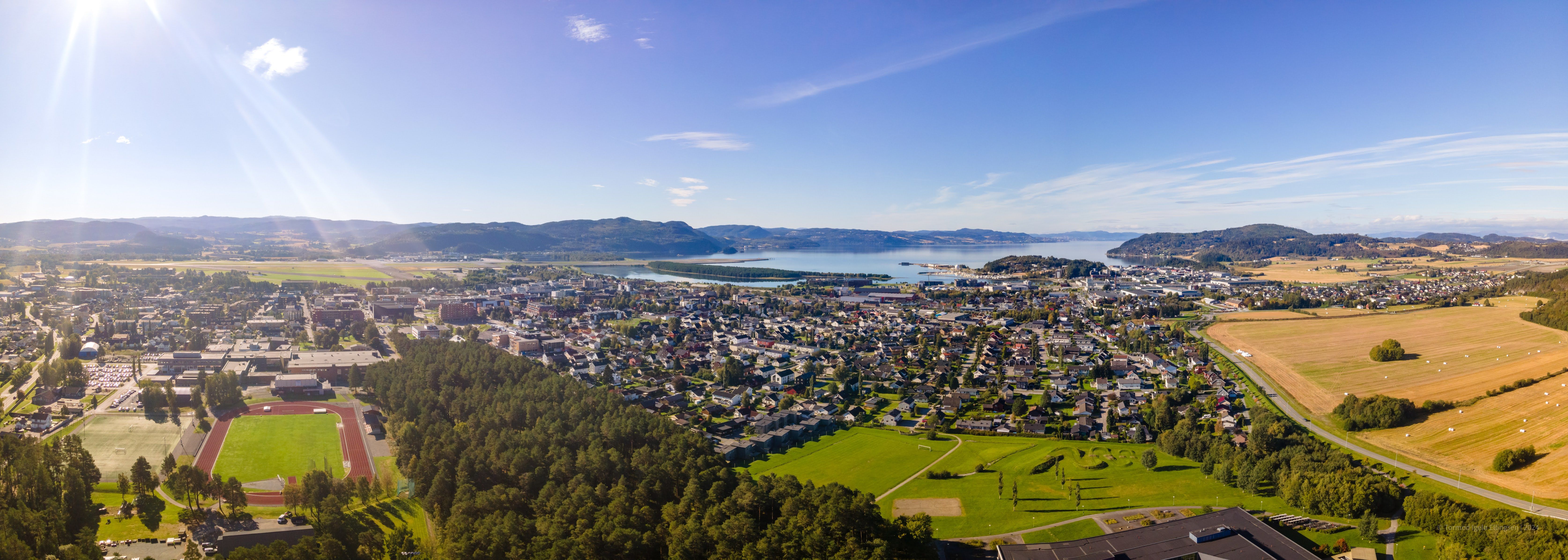 Aerial shot of Stjørdal central areas