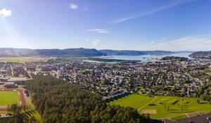 Aerial shot of Stjørdal central areas