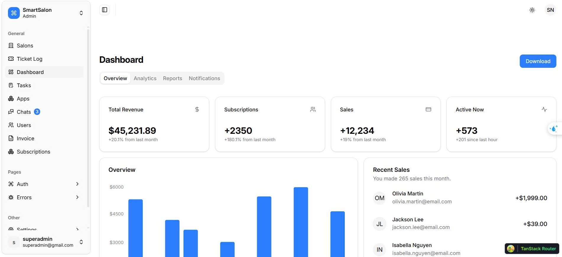 SmartSalon Portal preview