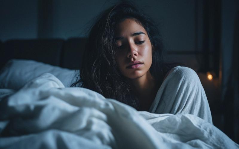 Pessoa dormindo tranquilamente com elementos naturais ao redor, representando remédios naturais para o sono