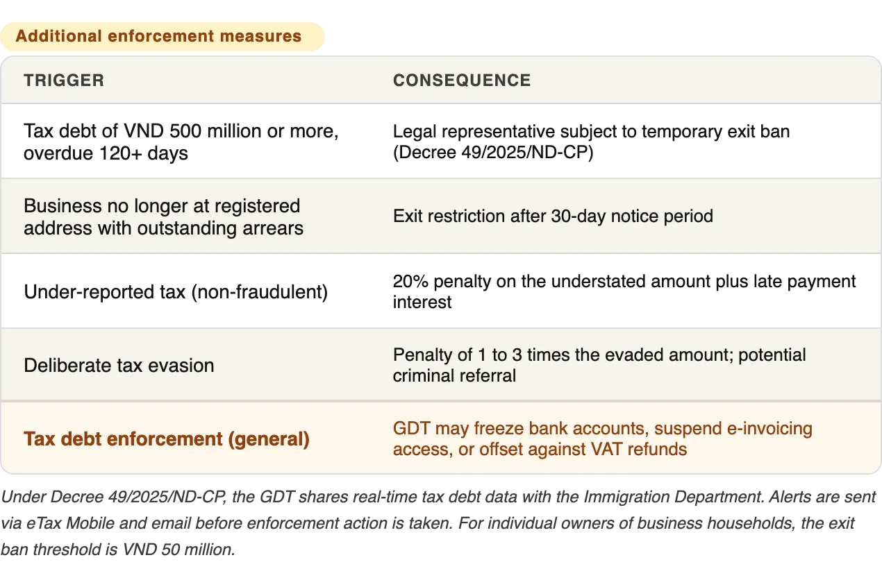 Screenshot for additional penalties for late filling of taxes in Vietnam