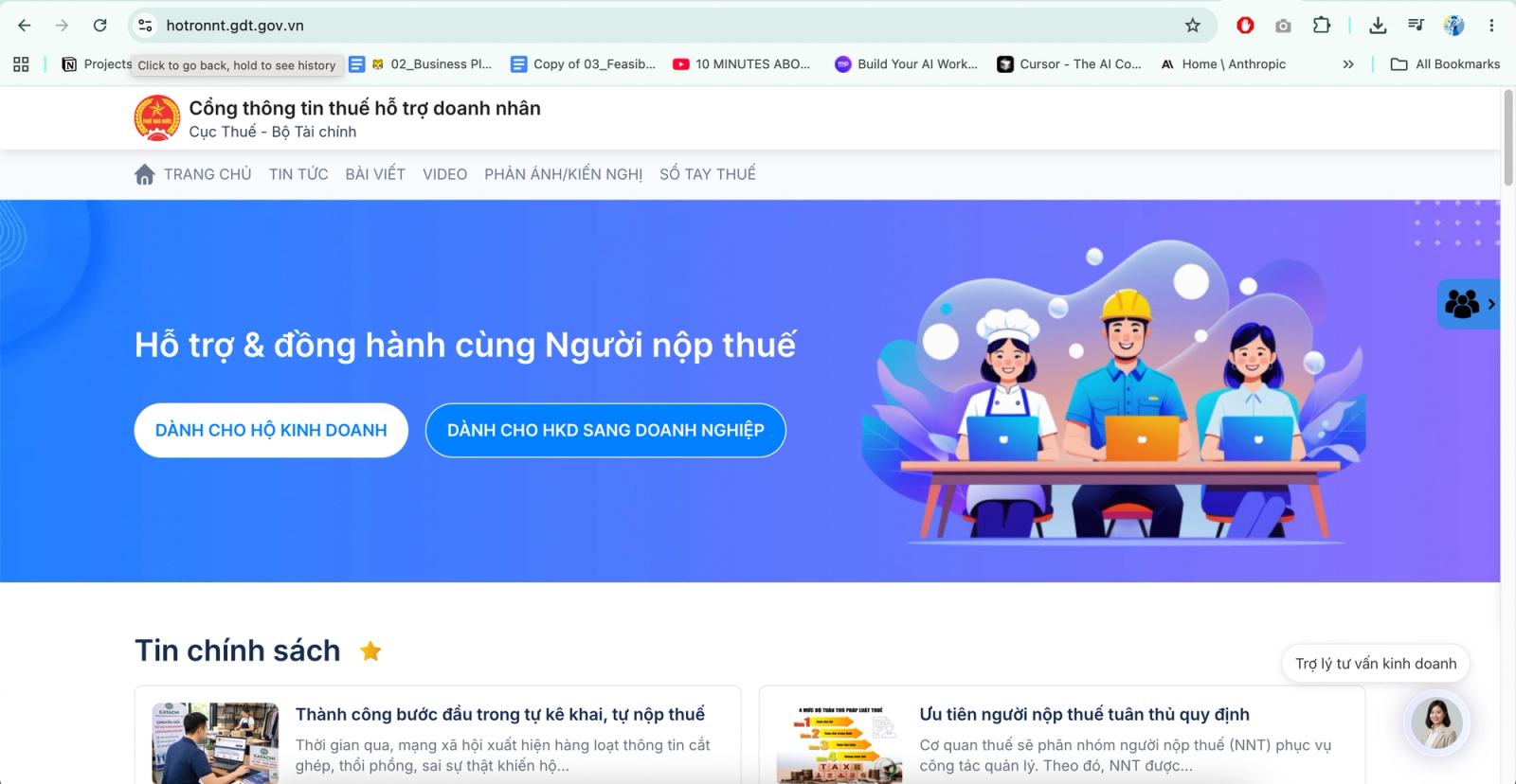 Vietnam Tax Department's business support portal