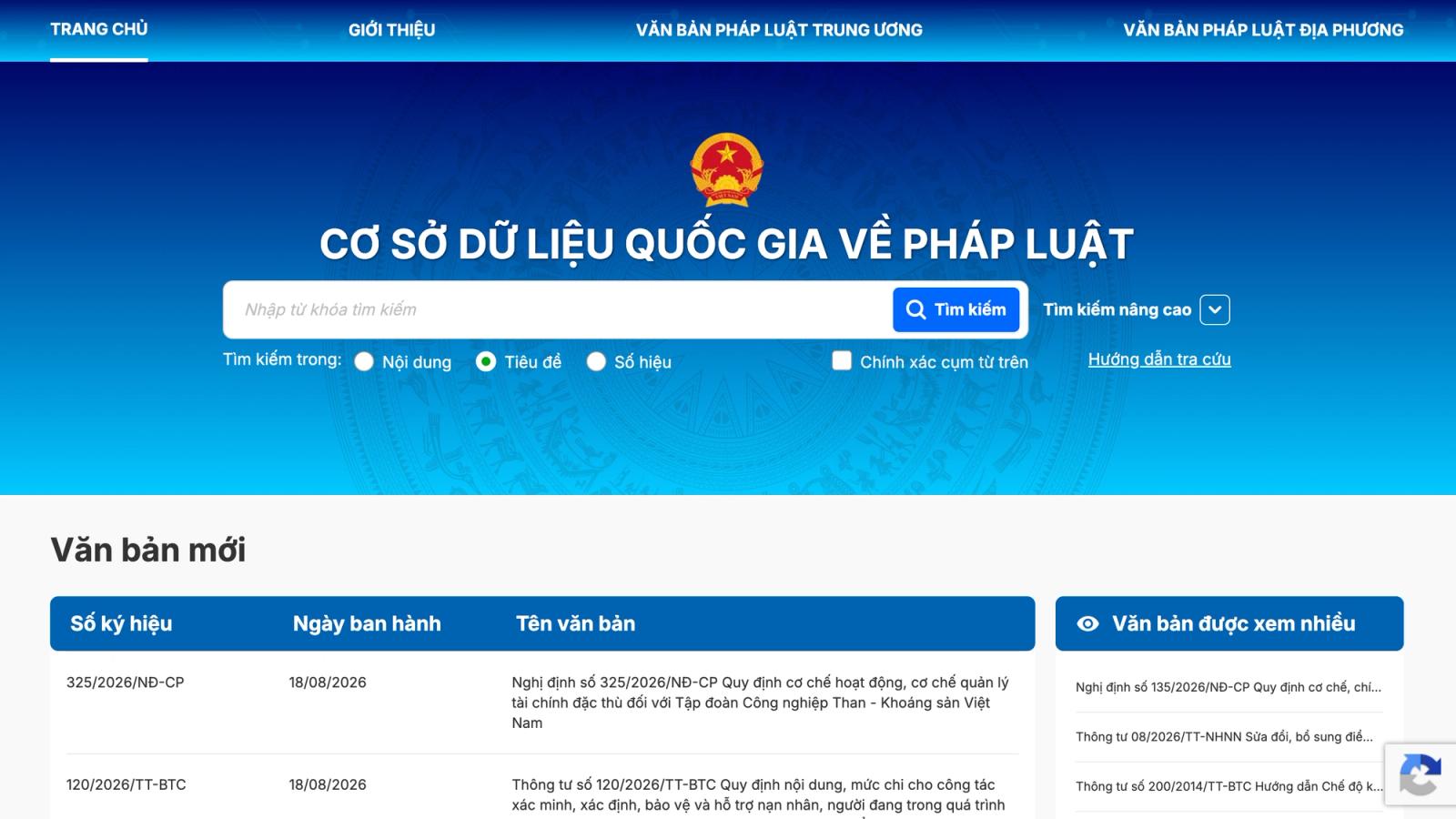 Vietnam's National Database on Legislation