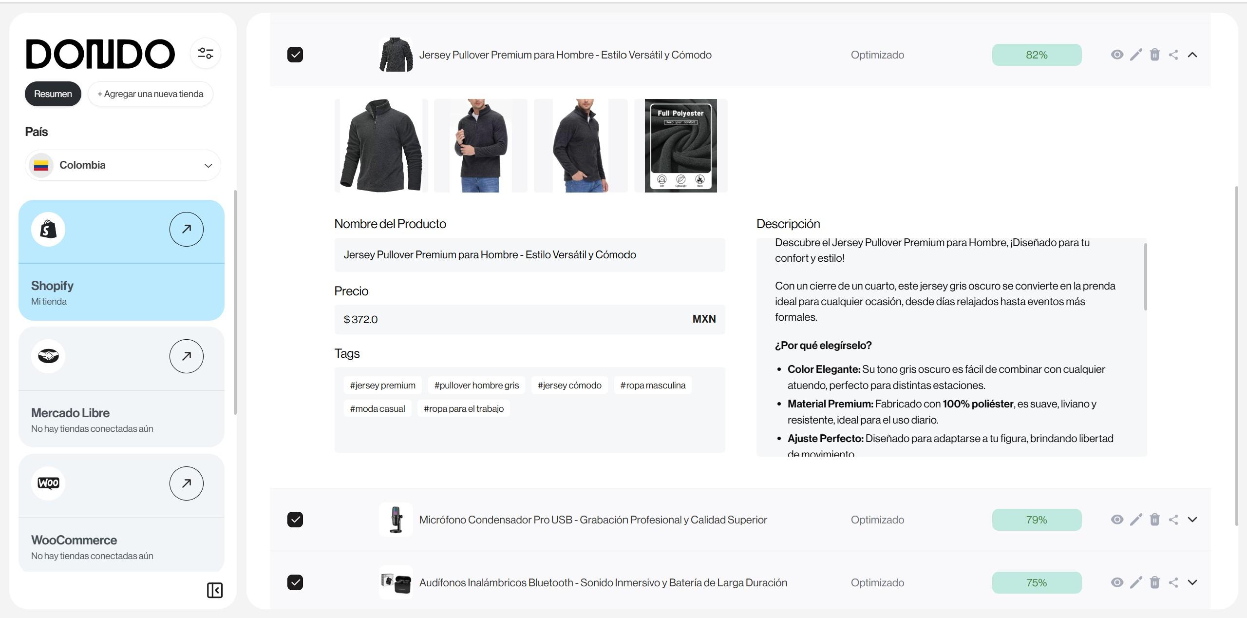 captura de pantalla de producto optimizado por dondo ia se ven detalles de producto