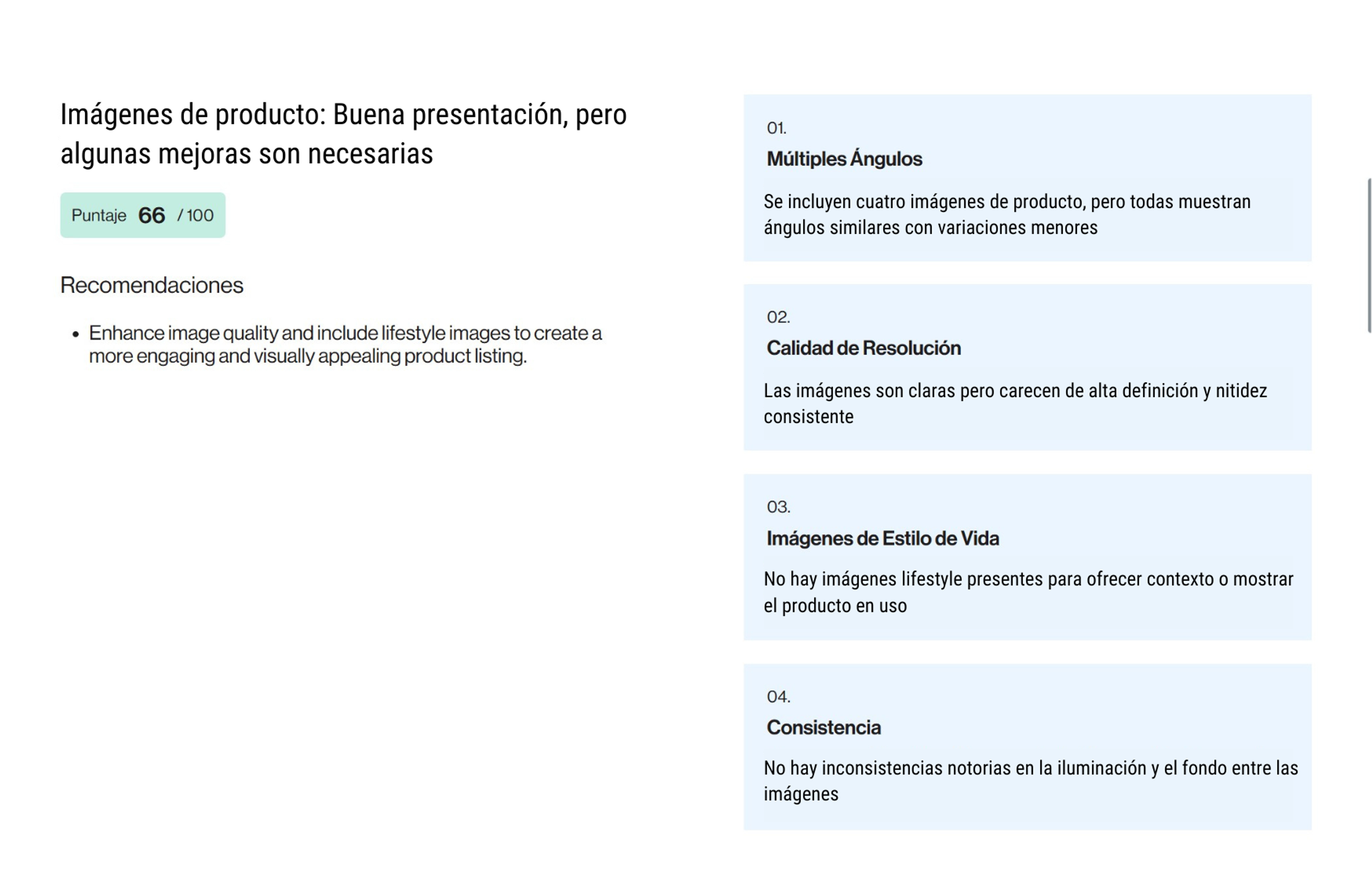 imagenes de producto, informe detallado analisis de producto Dondo IA