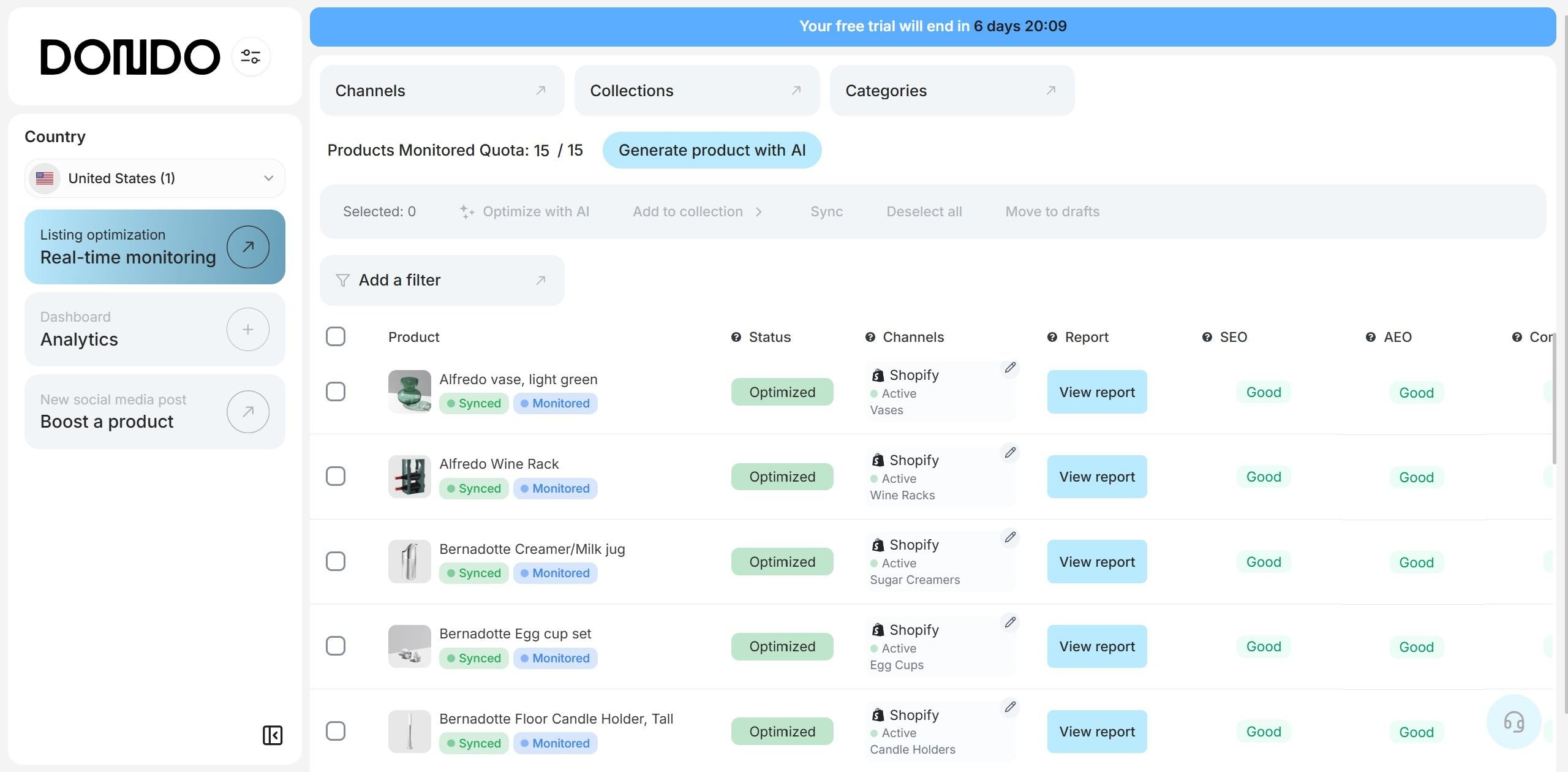 Dondo AI - monitor and optimize the SEO and AEO of your product listings in real time