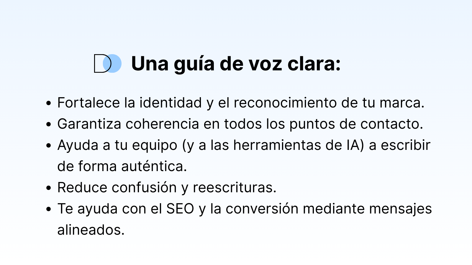 Beneficios de una guía de voz de marca clara, fuente: Dondo