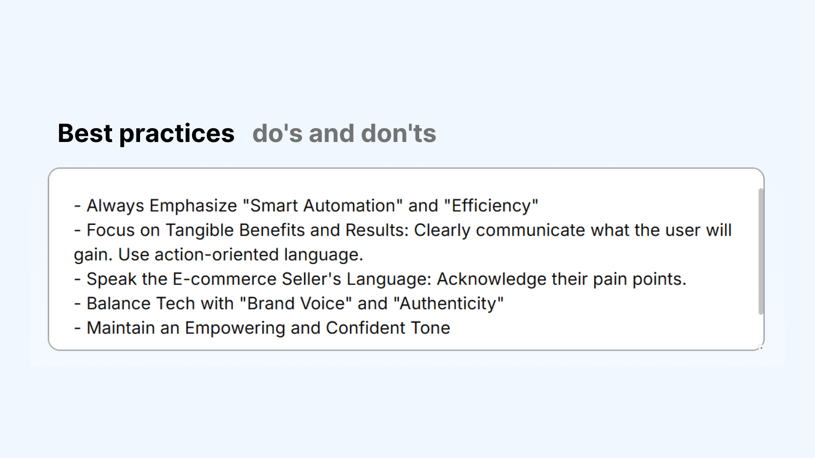 Dondo best practices example