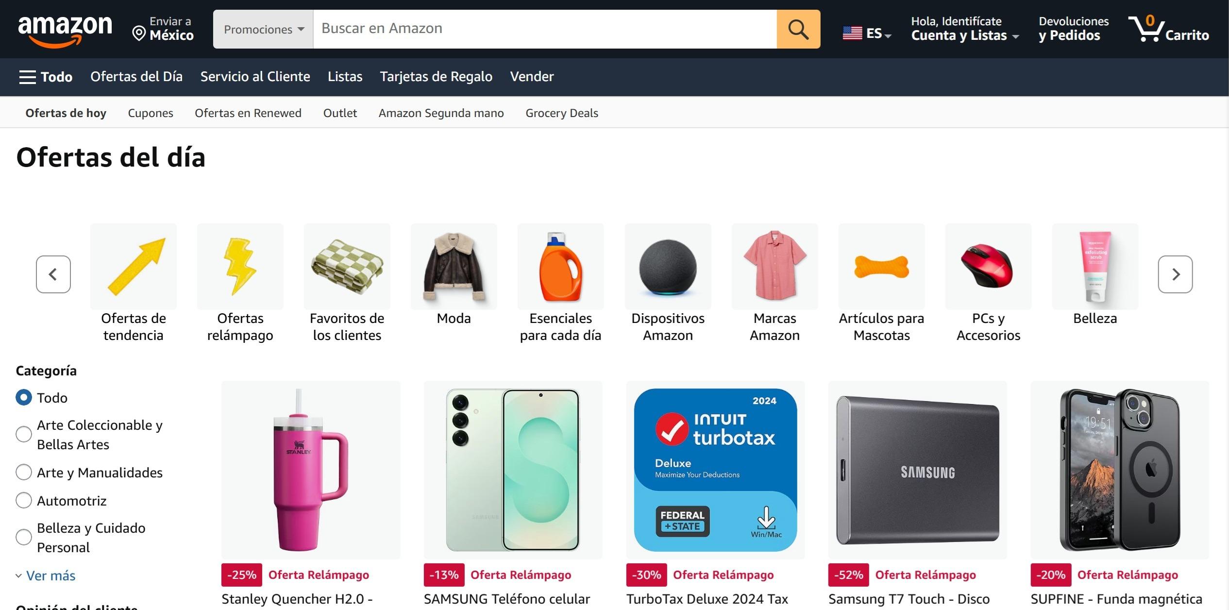 seccion ofertas del dia de la plataforma amazon