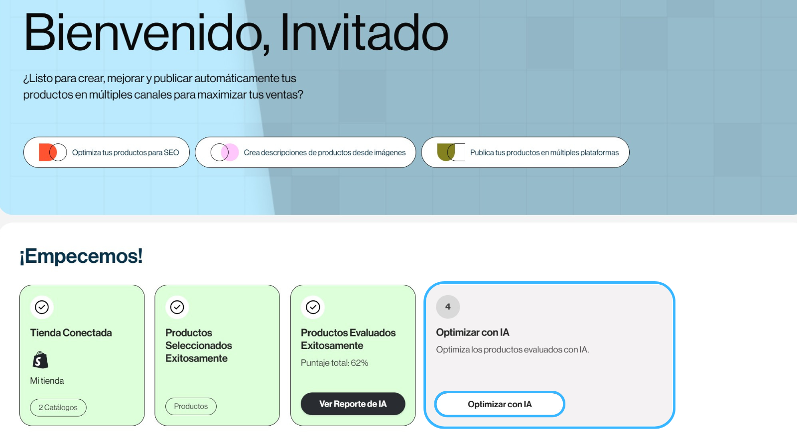 captura de pantalla de la interfaz de Dondo en donde se ve el paso de optimizar con Dondo IA