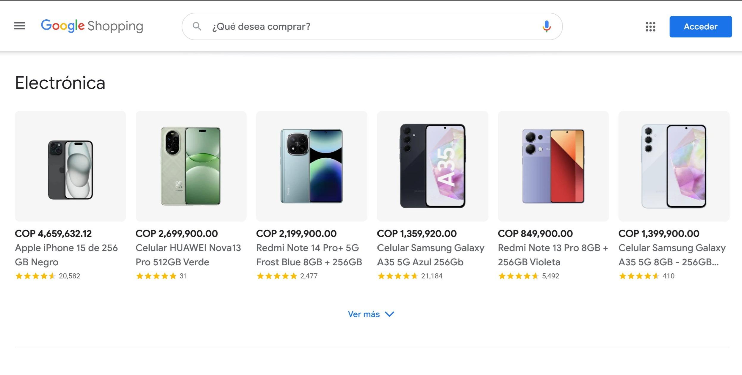 captura de pantalla pagina principal google shopping