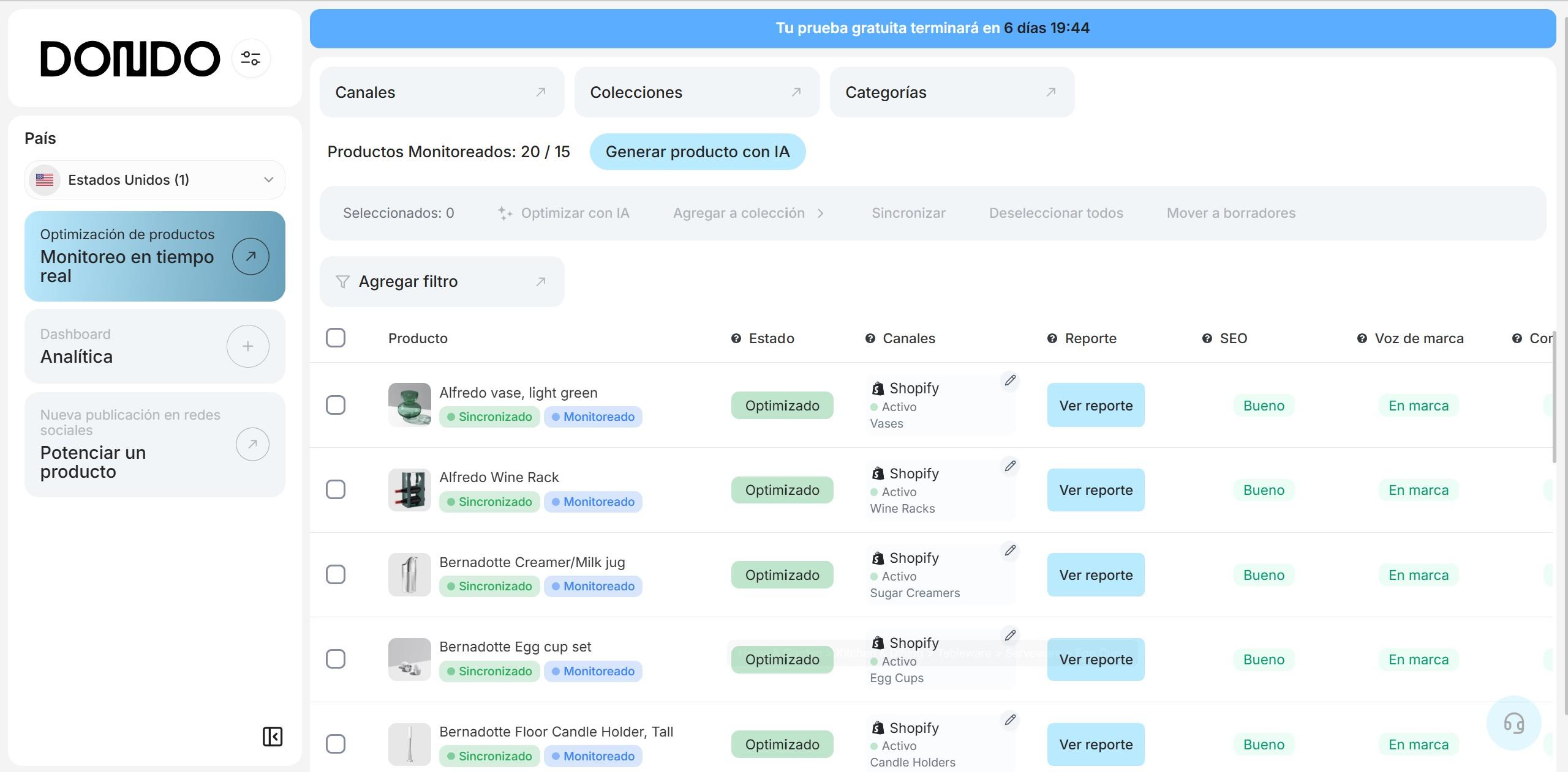 Dondo IA - Monitorea y optimiza tus productos para SEO y AEO en tiempo real