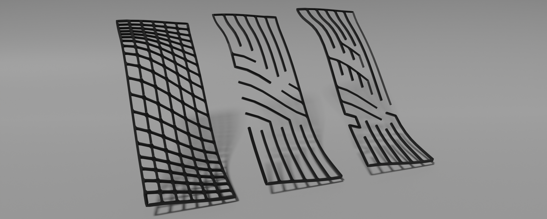 Original project render showing a regular mesh edge grid beside two minimum spanning tree structures.