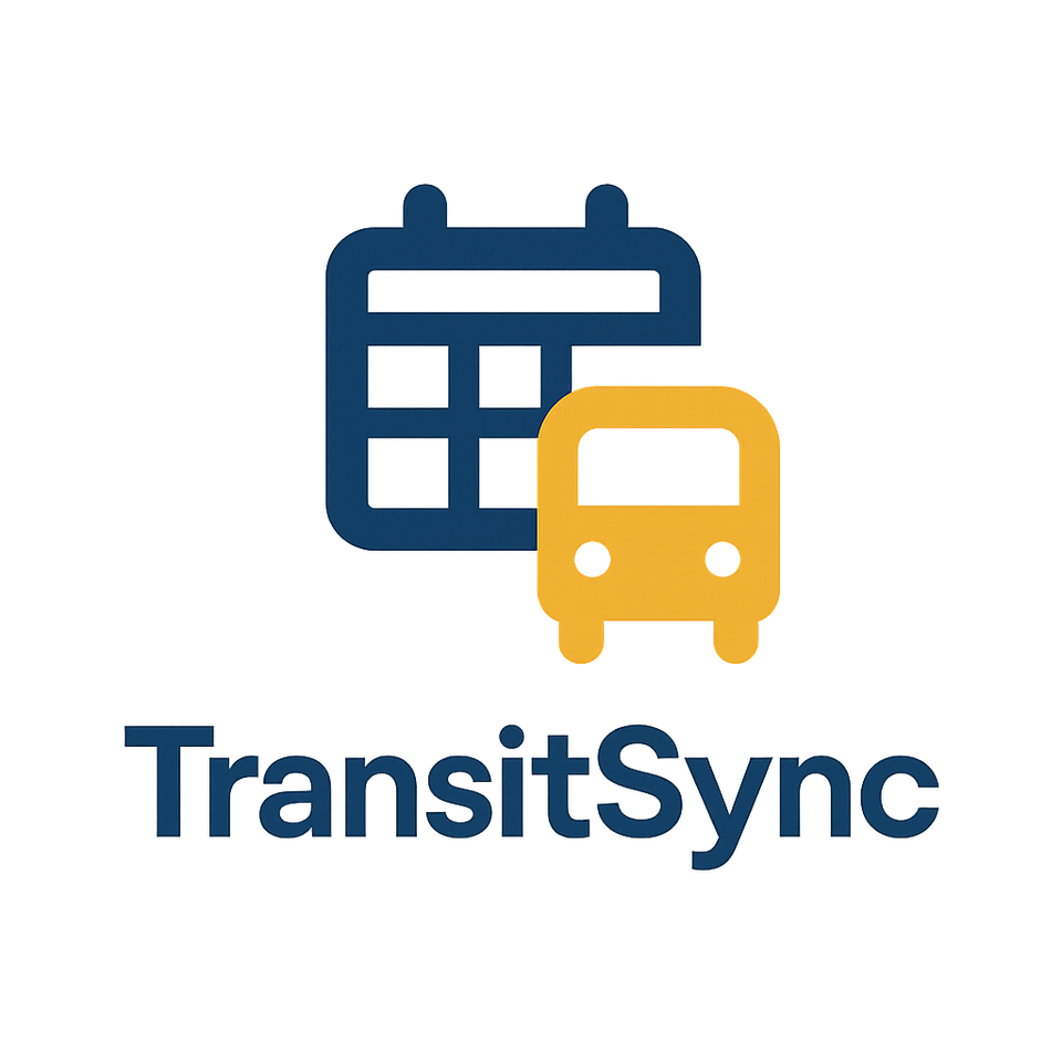 Original TransitSync project mark, combining a calendar and a bus above the project name.