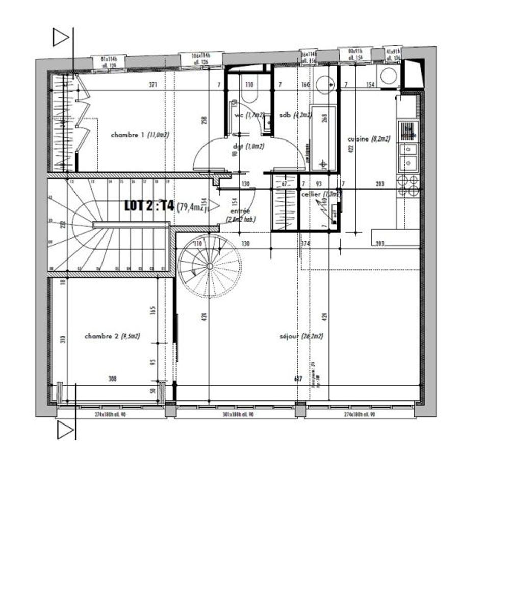 Location T4 duplex Capitole 79.42 m²  ( colocations acceptées )