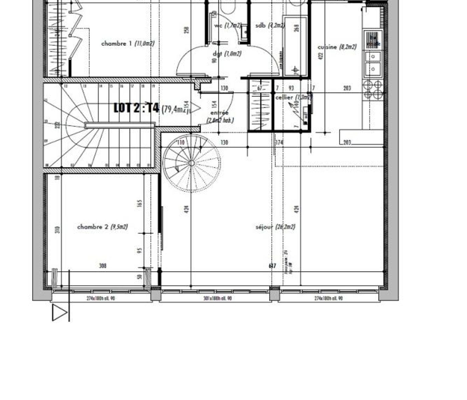 Location T4 duplex Capitole 79.42 m² ( colocations acceptées )