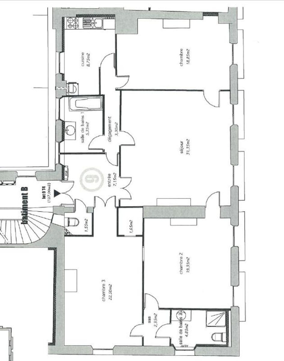 Location T4 de 119.94 m² Victor Hugo