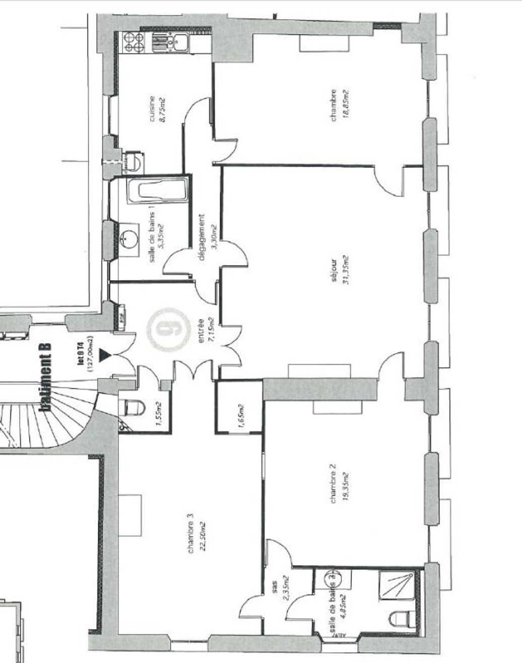 Location T4 de 119.94 m² Victor Hugo