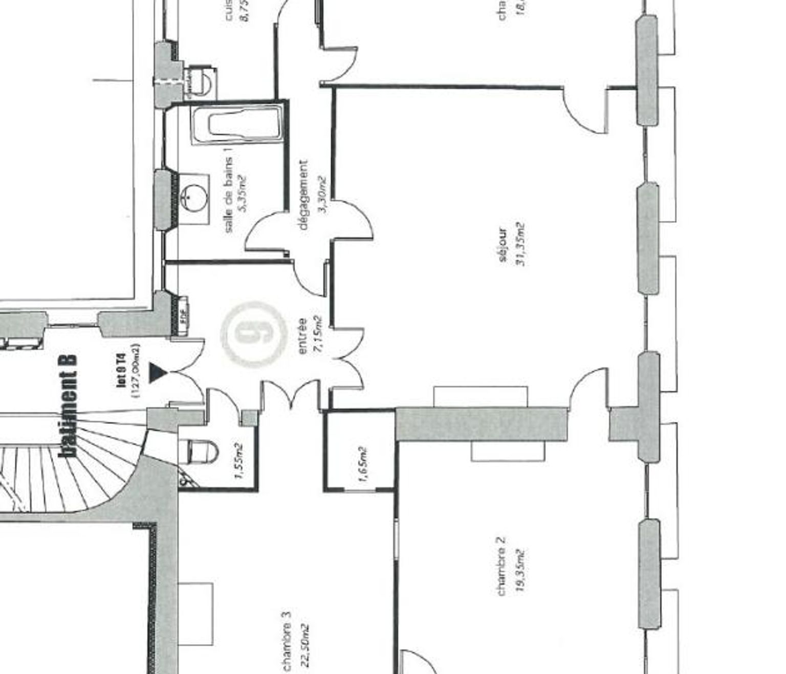 Location T4 de 119.94 m² Victor Hugo