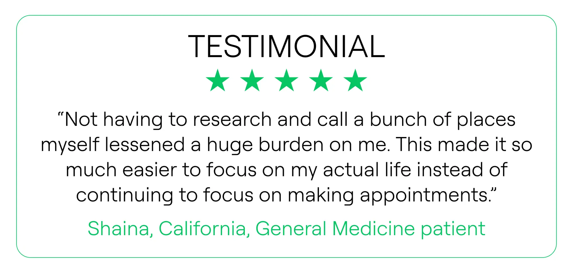 General Medicine patient testimonial
