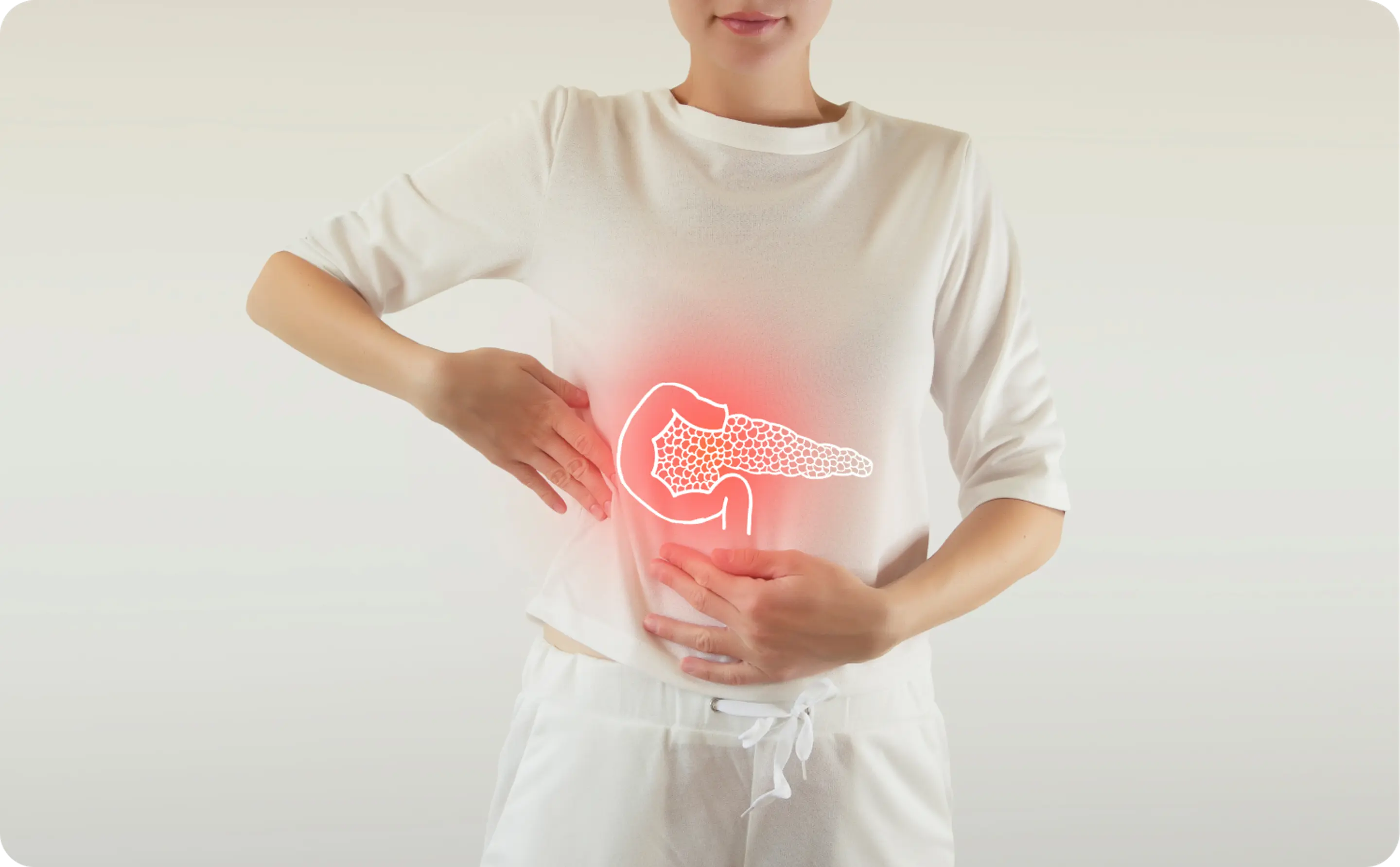 Pancreas organ highlighted and inflamed looking