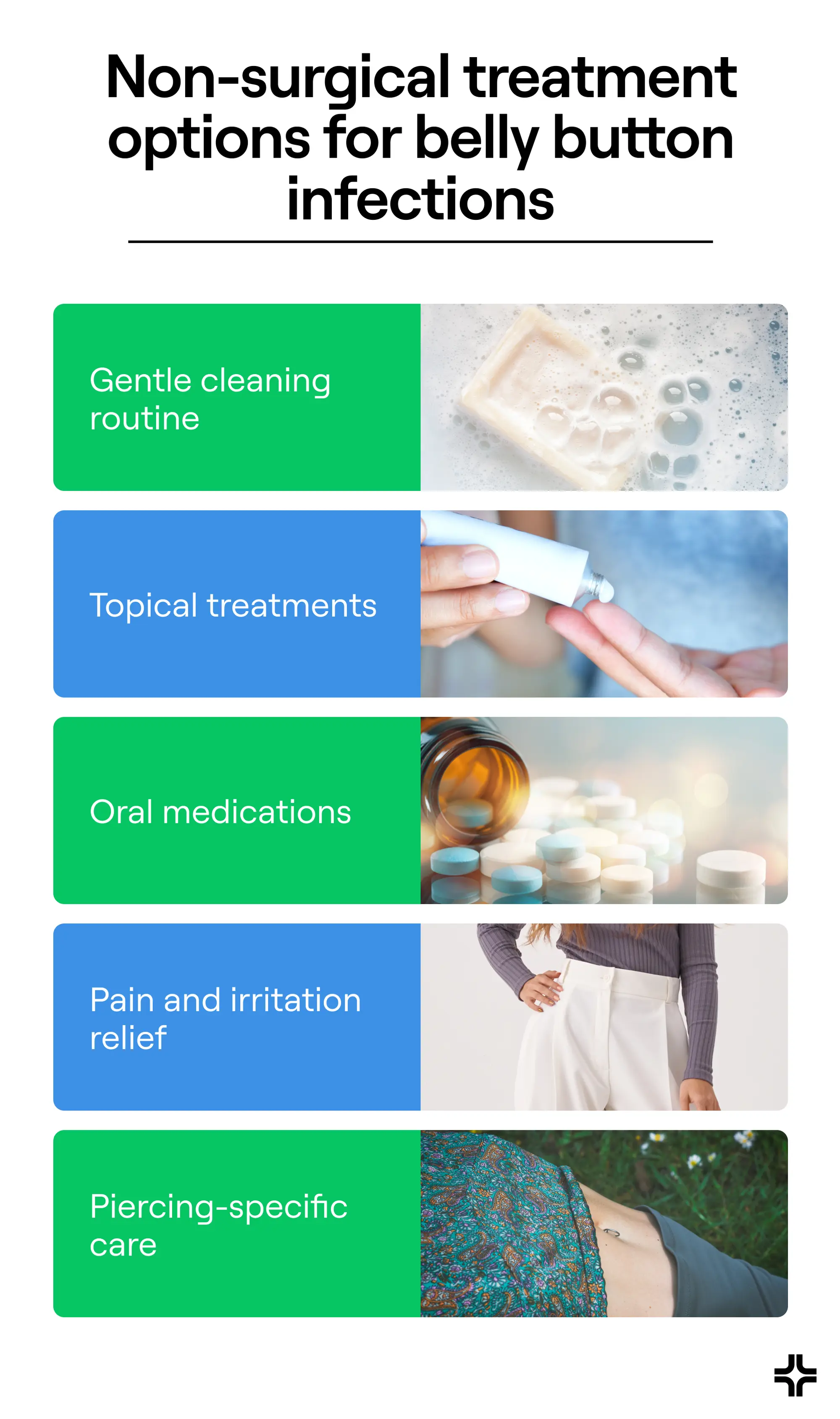 Non-surgical treatment options for belly button infections