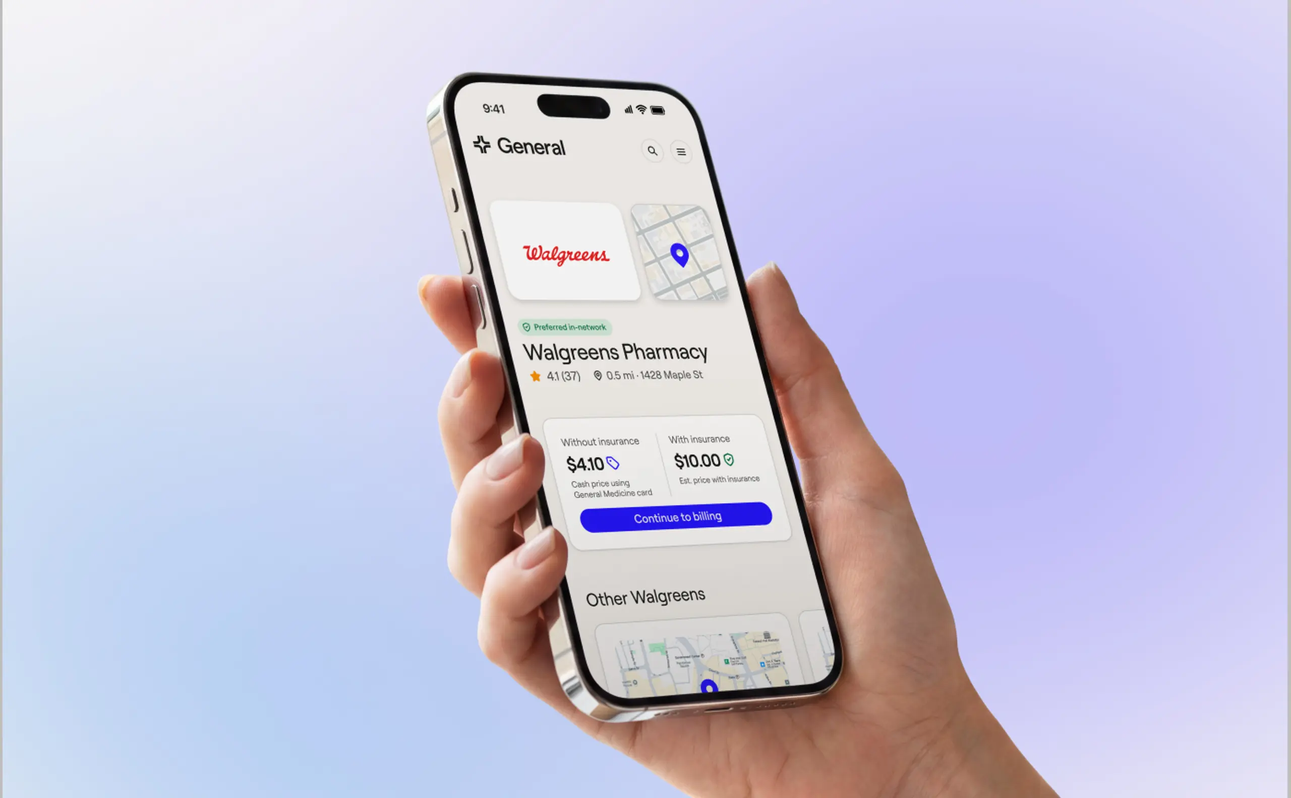 Phone showing pharmacy checkout