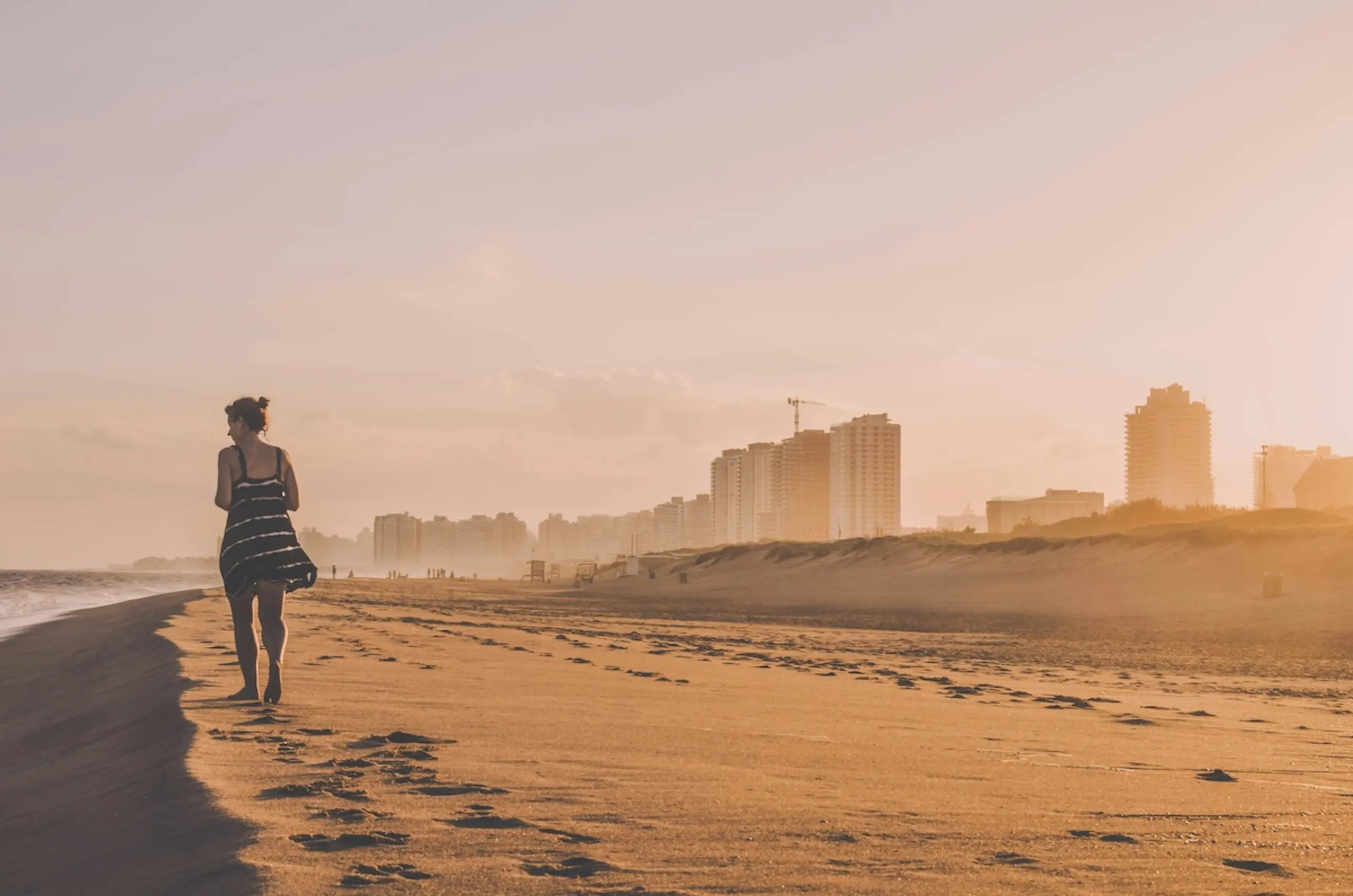 woman walking on the beach