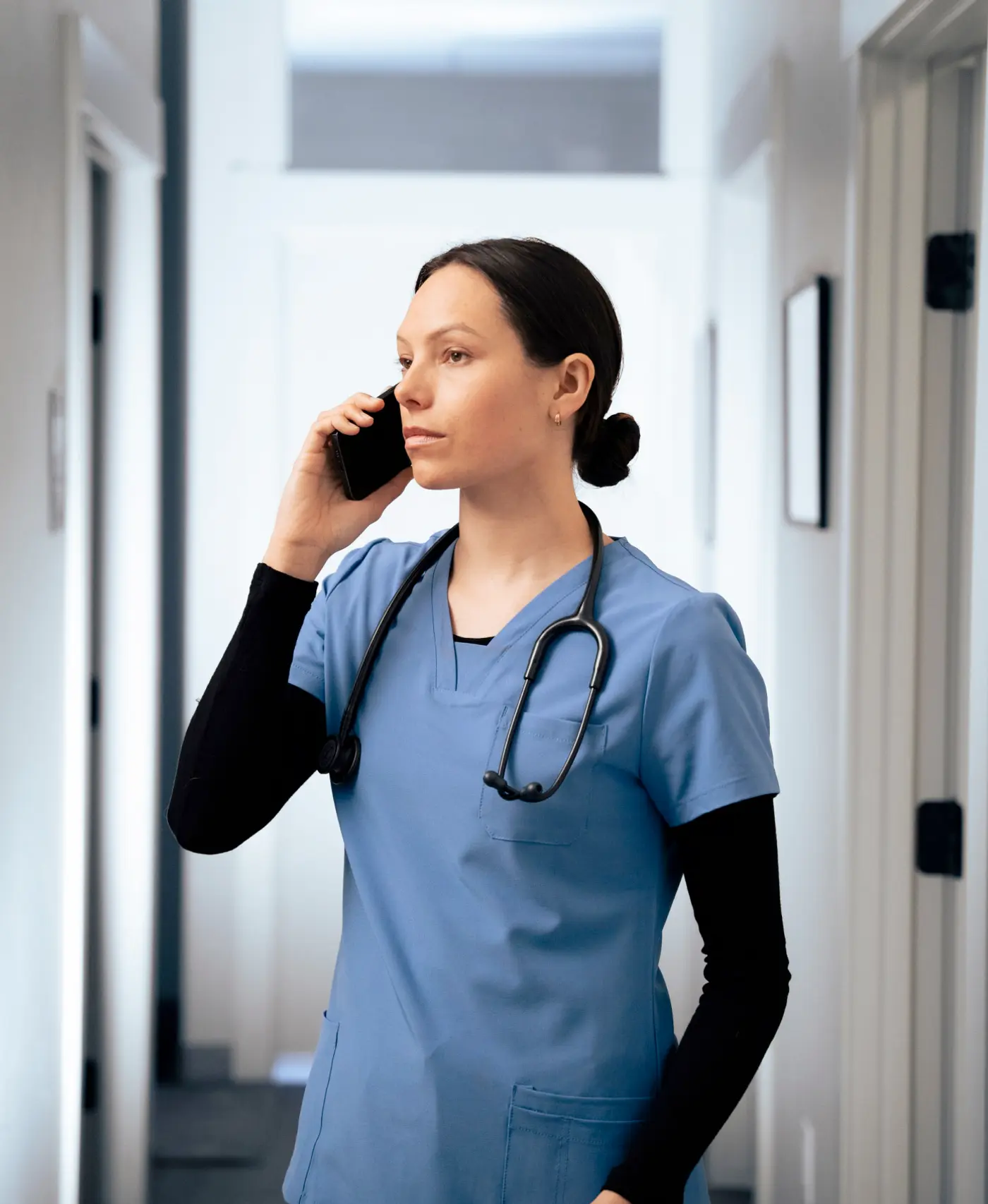 woman holding a phone