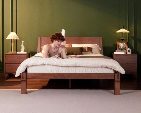 flexispot reinterprets traditional japanese joinery in a minimalist wooden bed frame